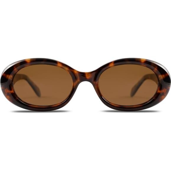 Small Retro Oval Polarized Sunglasses for Women Men 90s Vintage - Picture 3 of 16